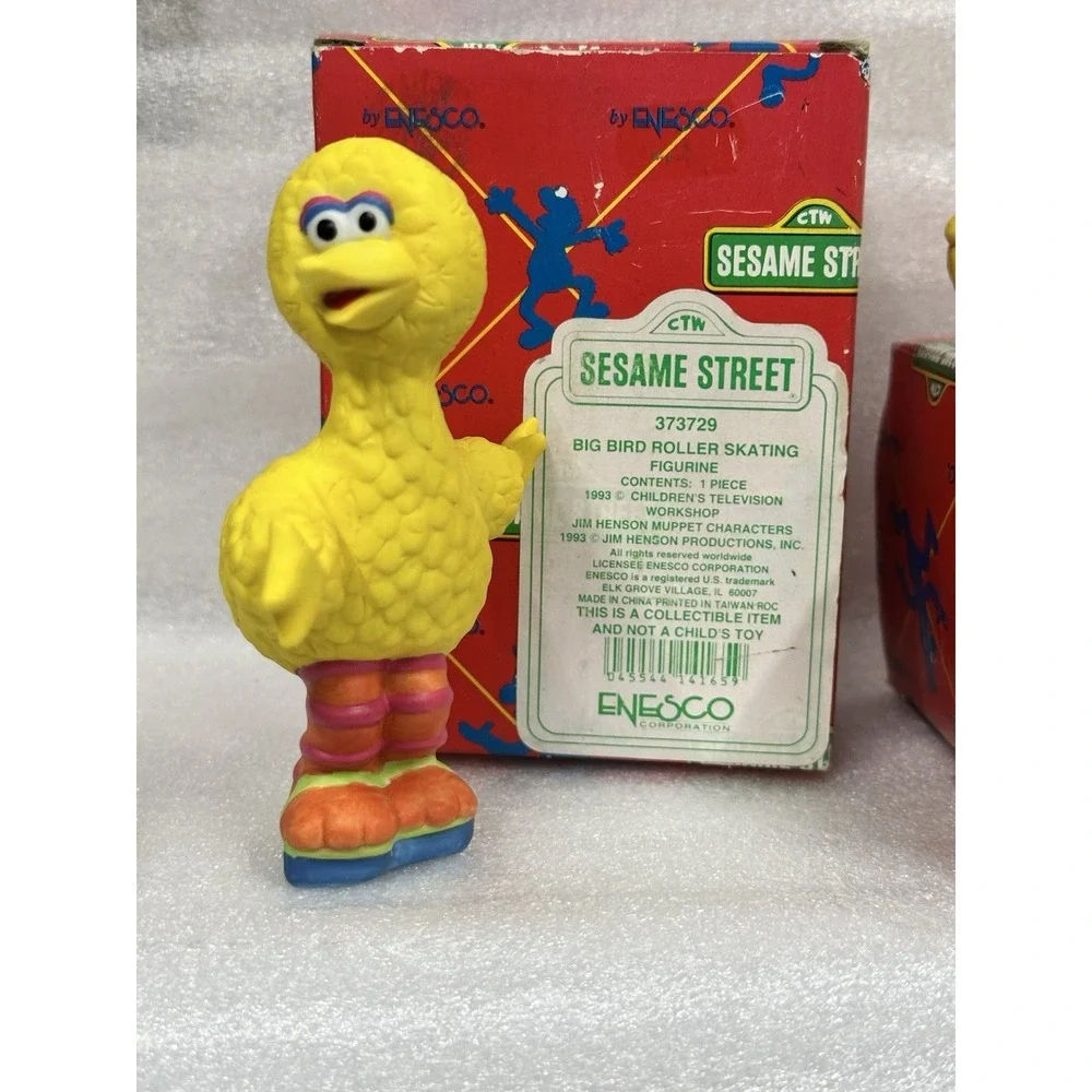 Vintage Sesame‎ Street Big Bird Licensed Enesco 1993 Set Of 2 In Original Box